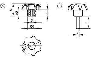 Sterngriffe Biopolymer 
ähnlich DIN 6336